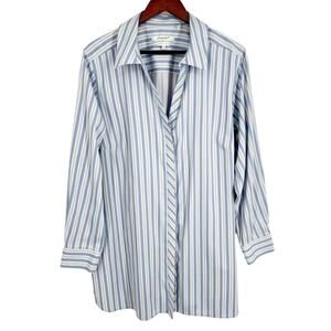 Foxcroft STRETCHY Plus Size 18W Womens Blue Formal Blouse Shirt Top Business